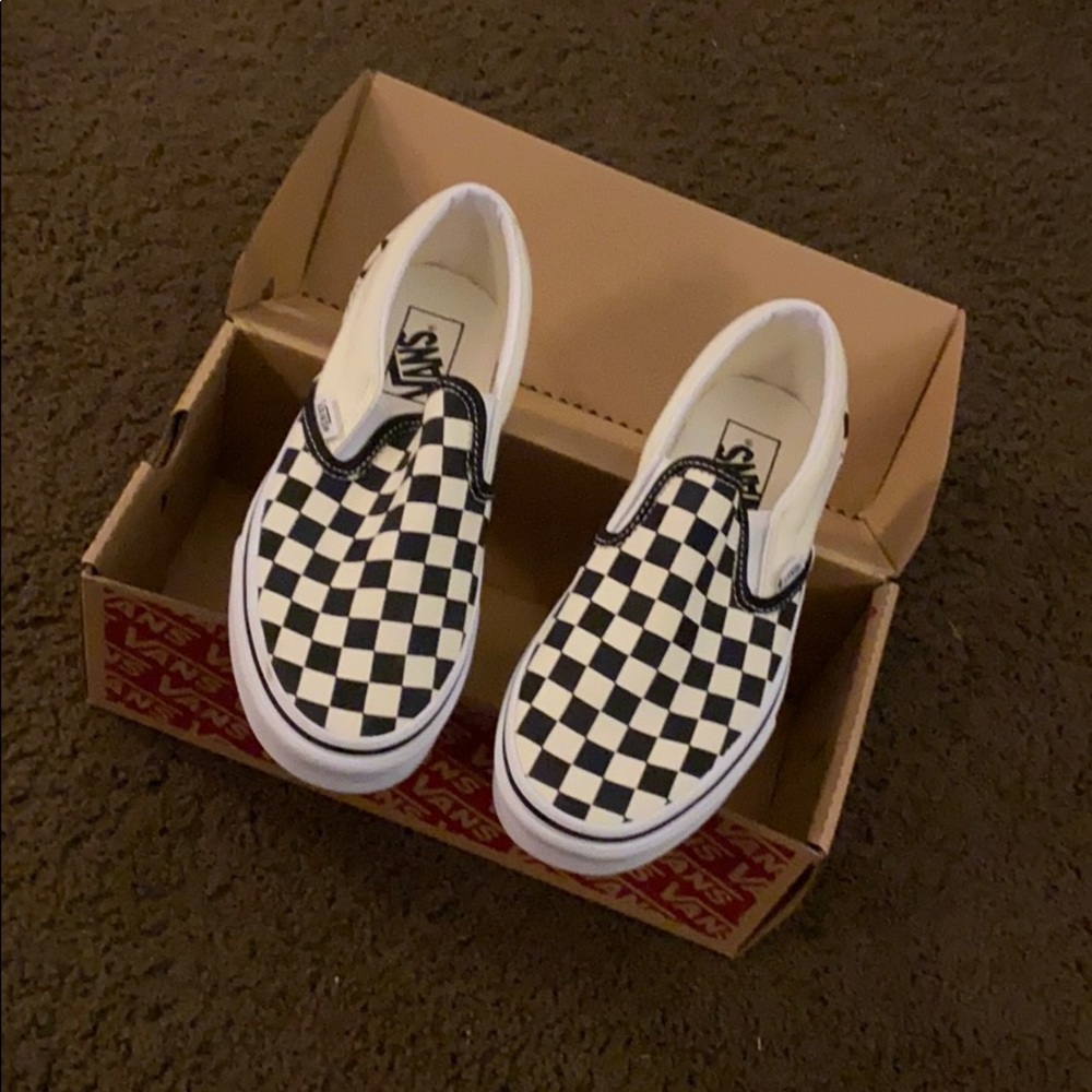 Vans Classic black and white check slip on